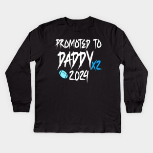 Soon To Be Daddy Promoted To Daddy Est 2024 Kids Long Sleeve T-Shirt